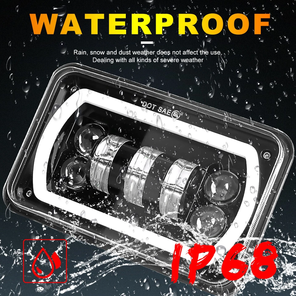 4PCS 4x6" LED Headlights Halo Ring DRL For 1982-1987 Buick Regal Grand National - Image 4 of 4