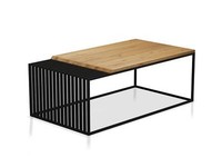 Couchtisch Wohnzimmertisch Tisch Metallgestel Jezz 100X60 Cm Eiche Massivholz