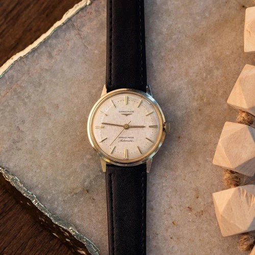 Vintage Longines Grand Prize 14K Solid Gold Automatic Watch Cal 340 Box & Papers image 16