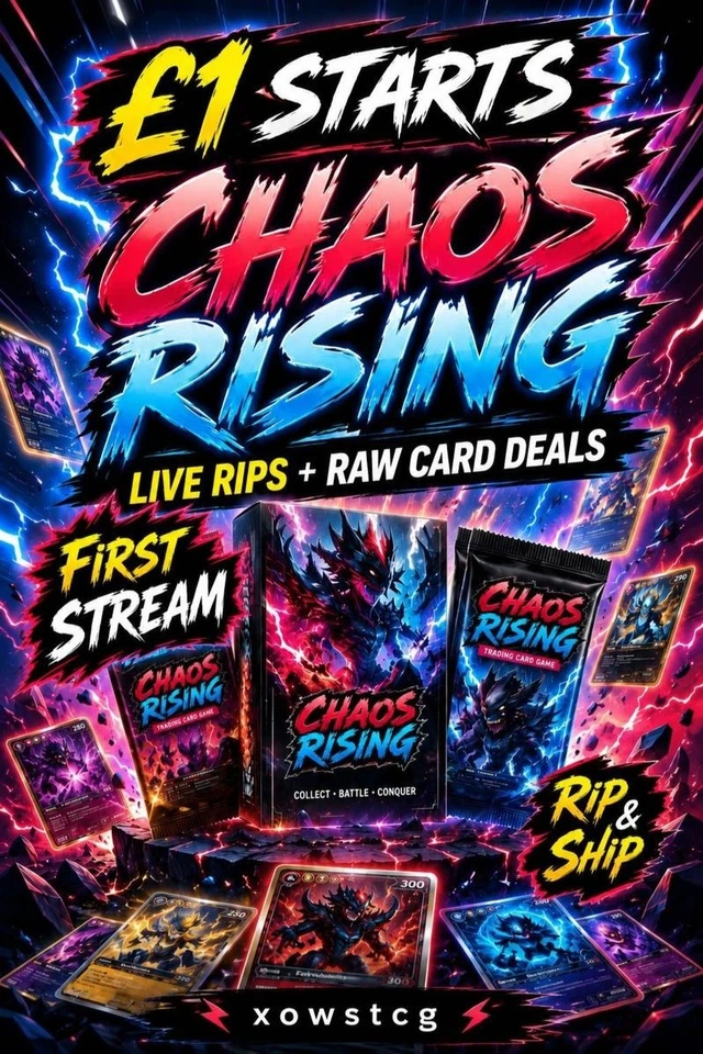 £1 Pokémon Starts 🔥 Chaos Rising Rips & Raw Card Deals