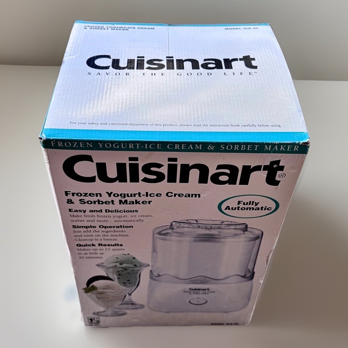 Cuisinart ICE-20 Ice Cream Maker Frozen Yogurt Sorbet 1.5 Qt New