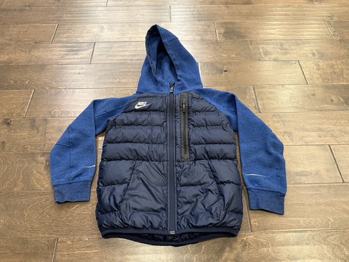 Nike Sportswear 800 Aeroloft Tech Boys Blue Down Hooded Jacket Size S 717104 451 - Picture 2 of 12