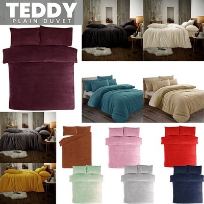 Superweiches Teddy Fleece Bettbezug Set - Warme Flauschige Bettwäsche mit Kissenbezügen