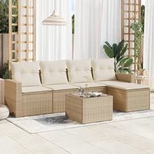 Garden Sofa Set Beige PE rattan Large Modular Garden Sofa Set