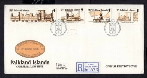 Falkland Islands - 1985 Camber Railway Issue Registered First Day Cover