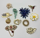 Vintage Lot of 11 Grandmother Worthy Costume Brooch Jewelry Lapel Pieces