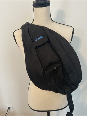KAVU Original Rope Sling Bag Black Polyester Crossbody Travel Backpack Hiking