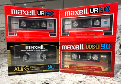 MAXELL Vintage Blank Sealed NOS Cassette Tapes Lot of 4 90 mins