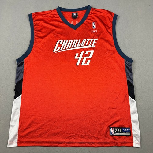 Vintage Charlotte Bobcats Jersey Men 2XL Orange Reebok Sean May #42 NBA XXL