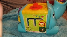 Blue Elephant Baby Toddler Learning Toy with Beads and Gears