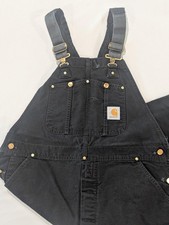 Carhartt Overalls Mens 40x30 Black Canvas Bib Workwear Double Knee Utility
