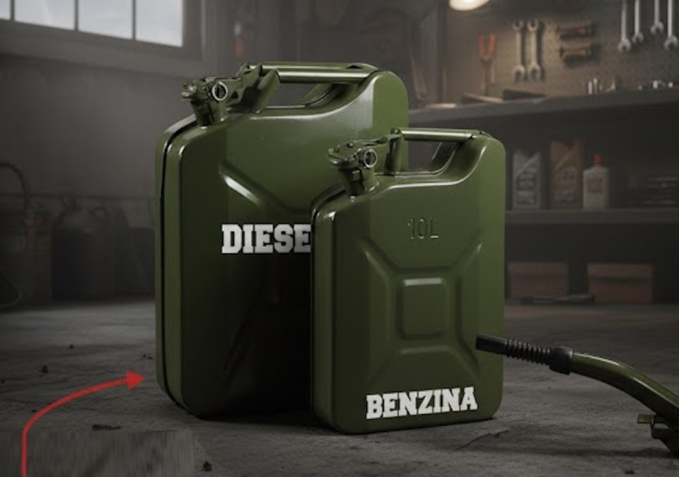 Tanica per benzina militare in metallo omologata 10 20 Litri bidone carburante