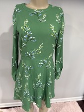 dress size small women Ann Taylor LOFT Women Green floral long sleeve