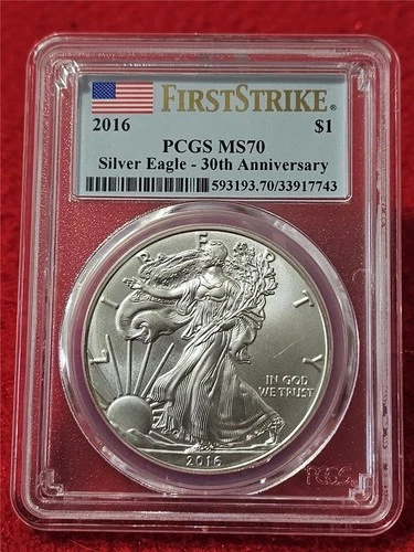 2016 American Silver Eagle $1 Dollar ASE PCGS MS 70 30th Anniv First Stk  #T1350