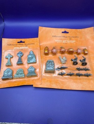 Dept 56 Halloween Village 6pc Tombstones &22 pc halloween yard decorations NIP