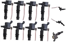 Set of 8 Straight Boot Ignition Coil Pack with Female Connector Plug Harness