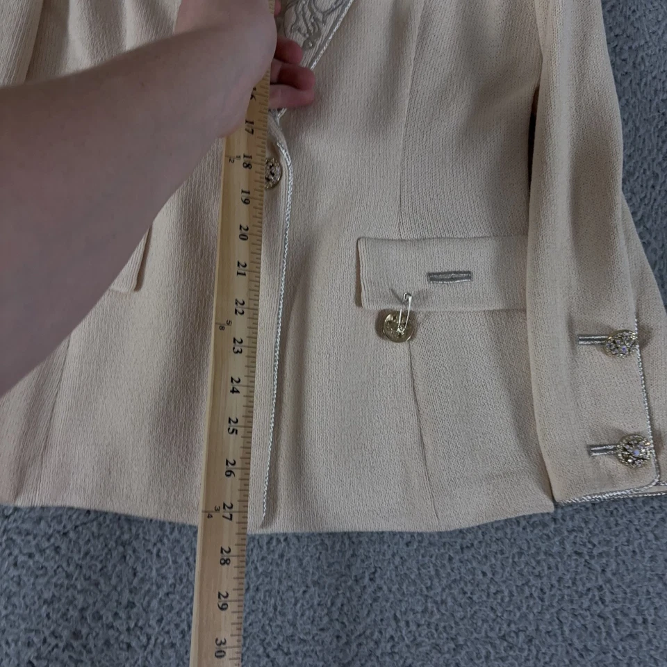 Blazer feminino vintage St John noite 8 por Marie cinza jaqueta Santana malha enfeitada - Imagem 2 de 4