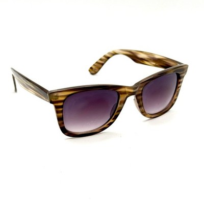 CYNTHIA ROWLEY VTG Sunglasses Men's Brown Striped Plastic Gradient Lenses