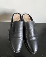 Sam Edelman Size 8 Lewellyn Studded Leather Black Slide Mules Women’s Shoes