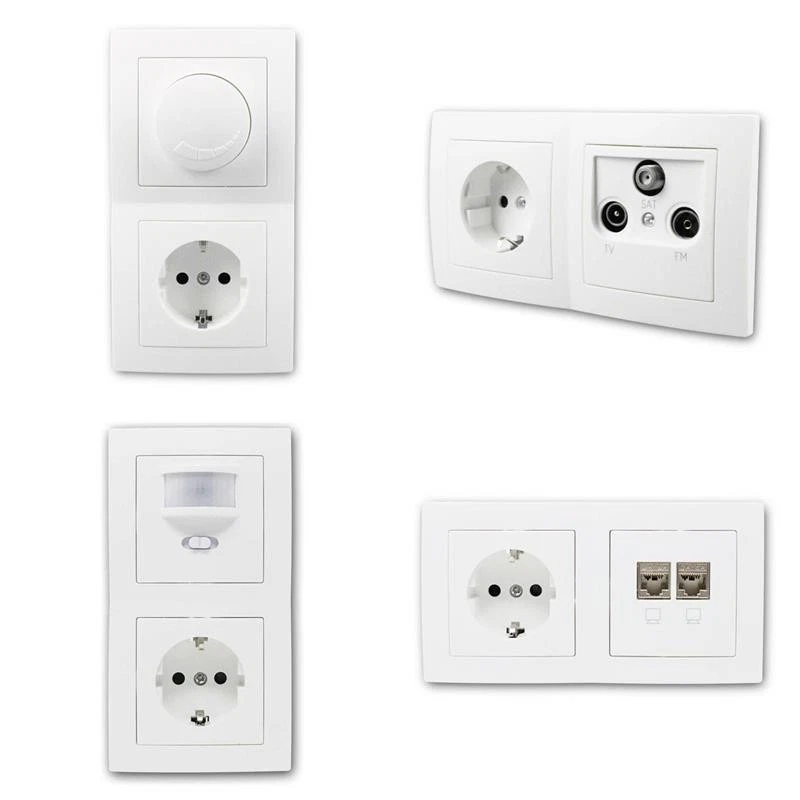 FLAIR Schalterprogramm weiß unterputz UP Serie mi Rahmen Schalter und Steckdosen - Bild 4 von 4