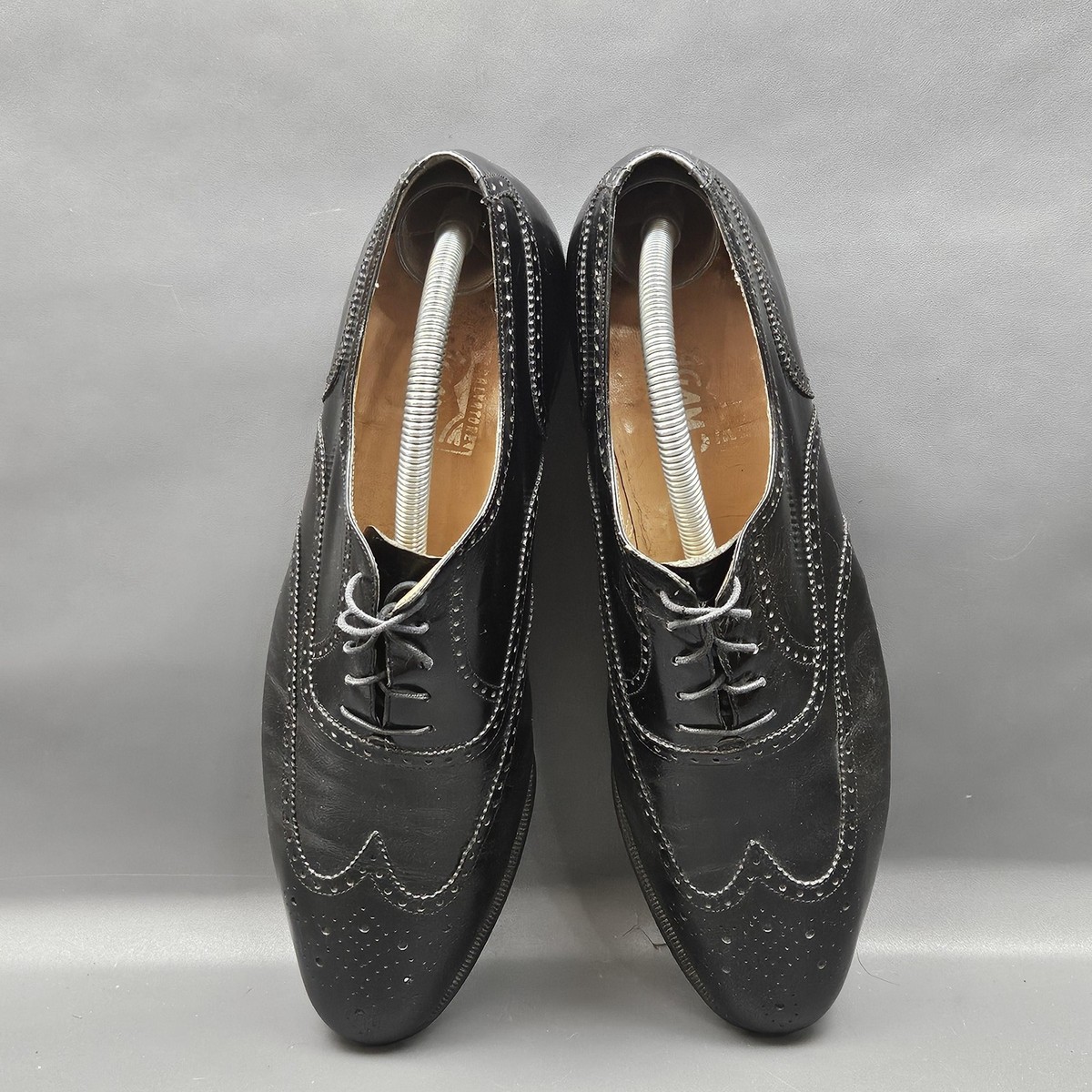 Salvatore Ferragamo Men Size 9 D Black Leather perforated Brogue Wingtips Oxford $1,090 SALVATORE FERRAGAMO -  main image 4
