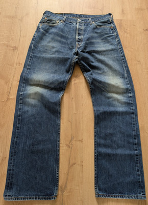 Levi s 501 Jeans W36 L34 Herren Blau Vintage Straight Fit Button Fly
