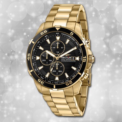 Sector Herren Armbanduhr Chrono Edelstahlarmband gold USE73643008