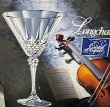 2 Crystal Cristal D'Arques Longchamp 7 3/4" Martini Glasses In Original Box