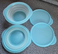 TUPPERWARE - 2x blaue Faltschüssel mit Deckel 950 ml - 1x benutzt