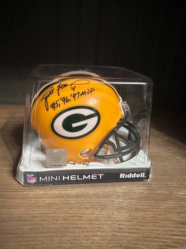 Brett Favre Autographed Green Bay Packers Mini Helmet Riddell 95 96 97 MVP COA