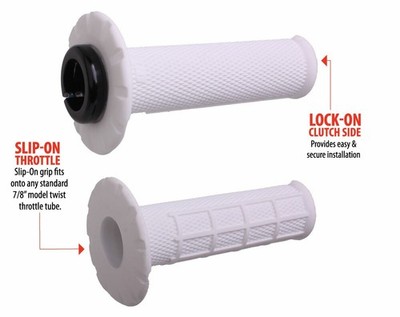 ODI Universal Lock-On Half Waffle Grips - White/Black H21UHWH - E-Moto MX