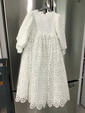 GIRLS CUSTOM MADE WHITE EMBROIDERED EYELET FLOWER WEDDING/PARTY GOWN SZ 5/6