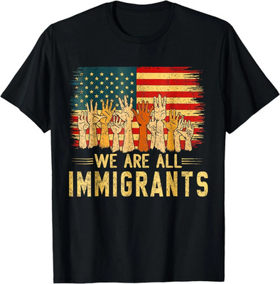 #ad #ad We Are All Immigrants Patriotic US flag american Immigrants T Shirt Unisex Tee $5.79