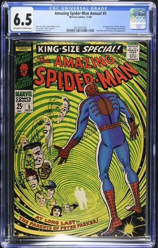 Amazing Spider-Man Annual 5 Cgc 6.5 Off White-White 1st Peters Parents 1966