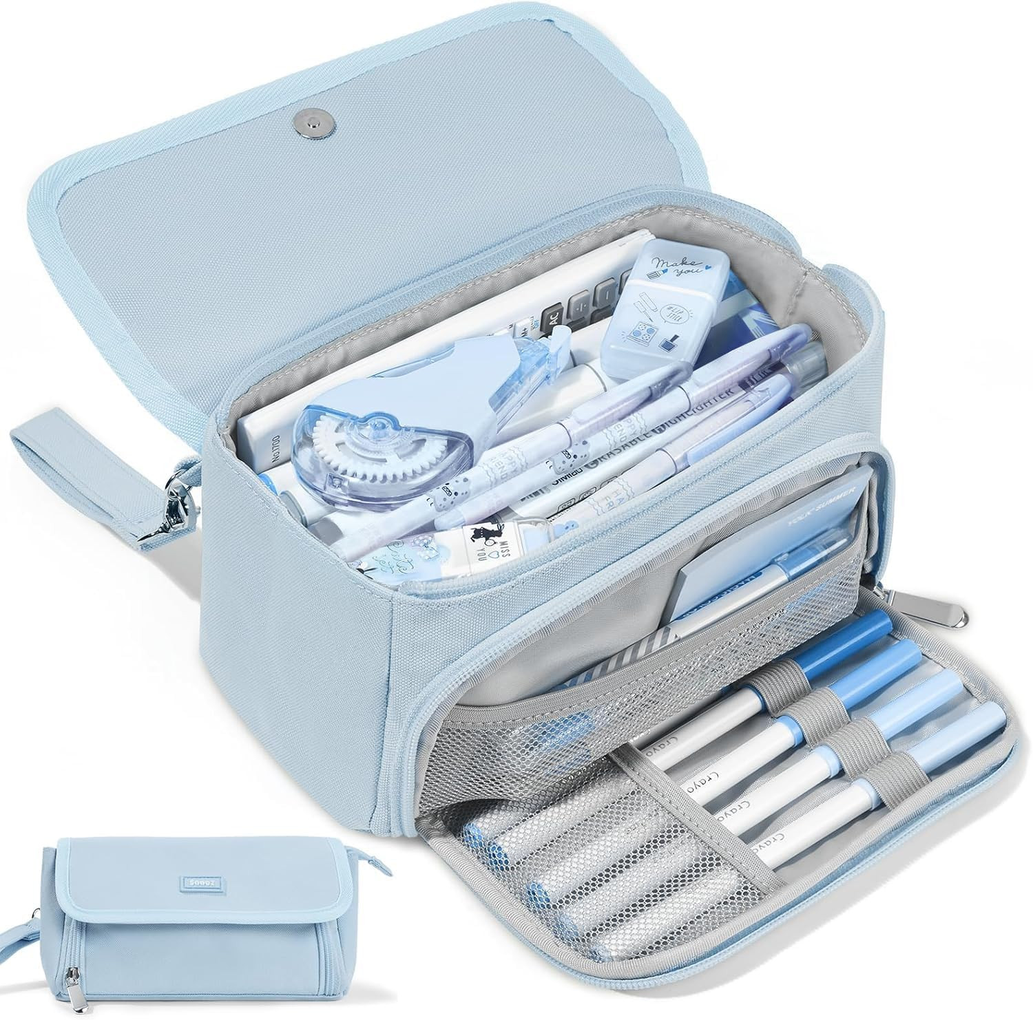 Case, Big Capacity Pencil Bag With 3 Compartments, Can Hold 1