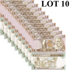 Zambia 2 Kwacha ND1980-1988 P 24c(1) UNC 1/10 Bundle LOT 10 pcs