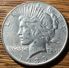 1935 P Peace Silver Dollar $1 - Nice AU Condition Coin - FREE SHIPPING