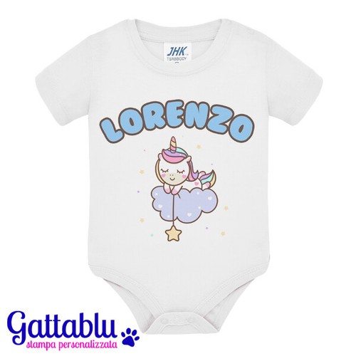 Body neonato Unicorno arcobaleno PERSONALIZZATO CON NOME BIMBO, nascita |  eBay
