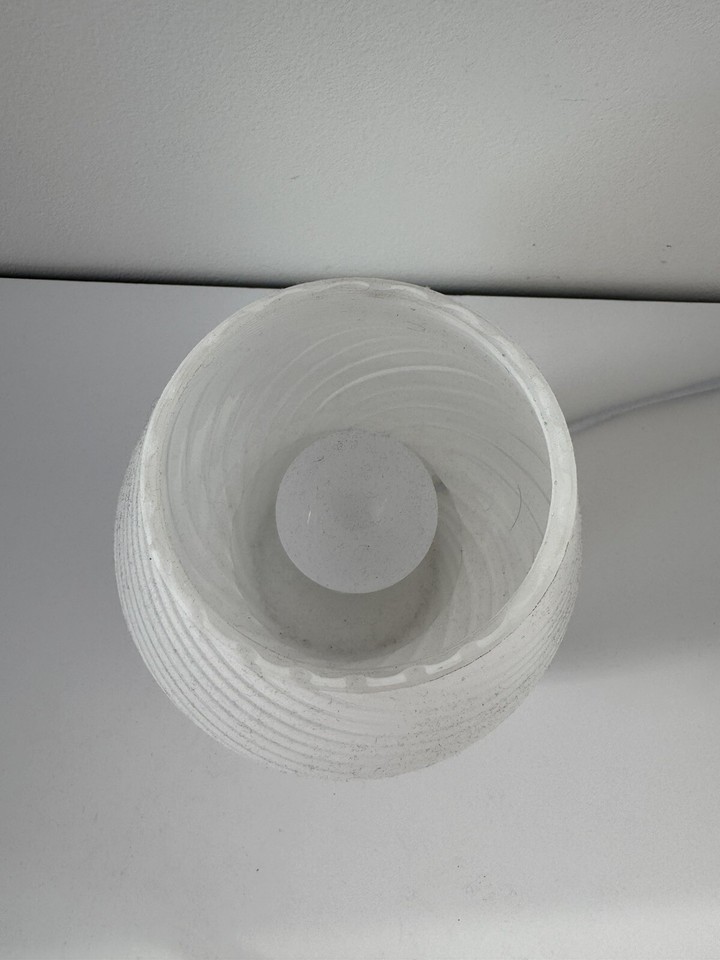 White Striped Small Murano Style Bedside Mushroom Lamp eBay