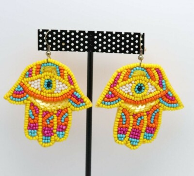 LARGE Evil Eye Earrings Good Luck Evil Eye Protection HAMSA Earrings #260