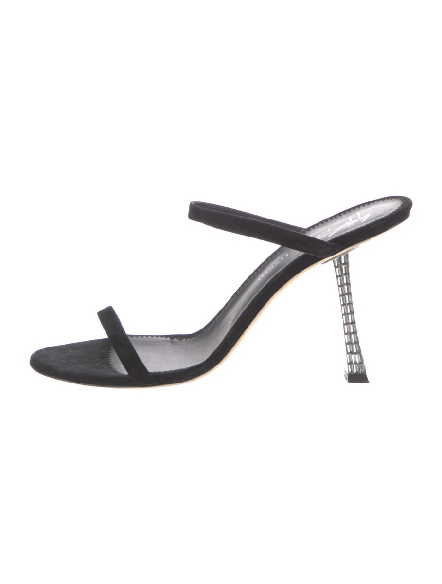 GIUSEPPE ZANOTTI Black Suede Crystal Slides Size 11 | IT 41 