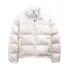 The North Face Women's Print Nuptse Puffer Jacket / Beige White Print / Rrp £300
