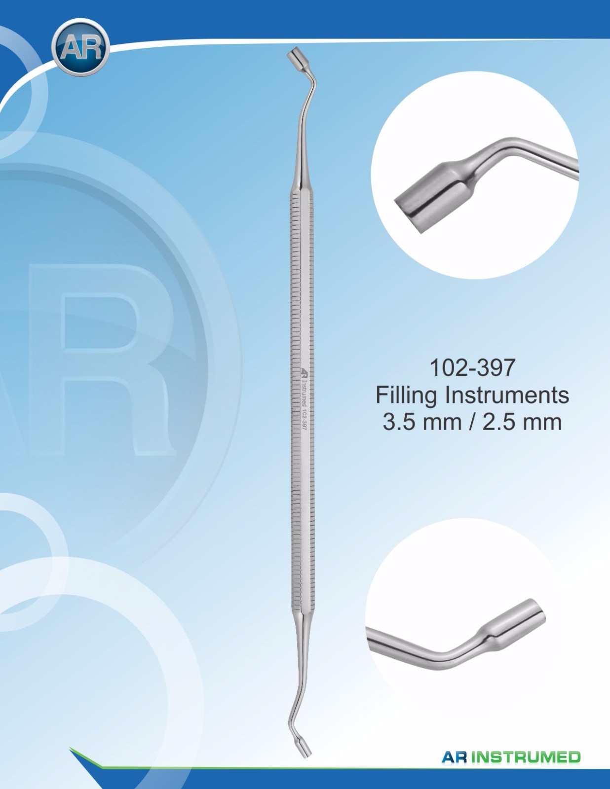 Dental Restorative instruments Amalgam Condenser Double Ended, 2.5/3