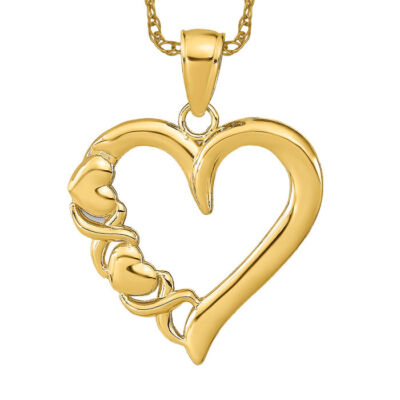 10K Yellow Gold 3Dハートチャーム ネックレス 10K Solid Yellow Gold Heart x Necklace | eBay