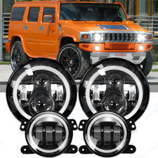Fit 2006 2007 2008 2099 2010 Hummer H3 7inch Led Headlights 4 Halo Fog Lights