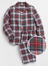 GAP Kids Boys Girls Size 4 Fleece Plaid Holiday Long Sleeve 2 Pc Pajama PJs