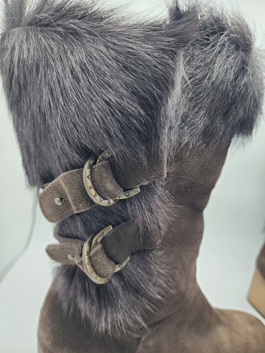 Bearpaw Madeline Womens Boot Suede & Fur Trim Fleece Lined Boot Chocolate Brown - Picture 12 of 24