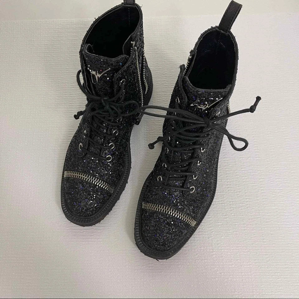 Giuseppe Zanotti 100% Atlético Botas de Combate con Cordones Brillo Talla 36.5 Foto 4 de 4