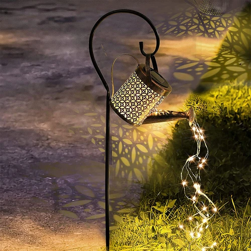 Solar Watering Can LED String Light Outdoor Garden Art Waterfall Lamp Decoration - Picture 1 of 10
