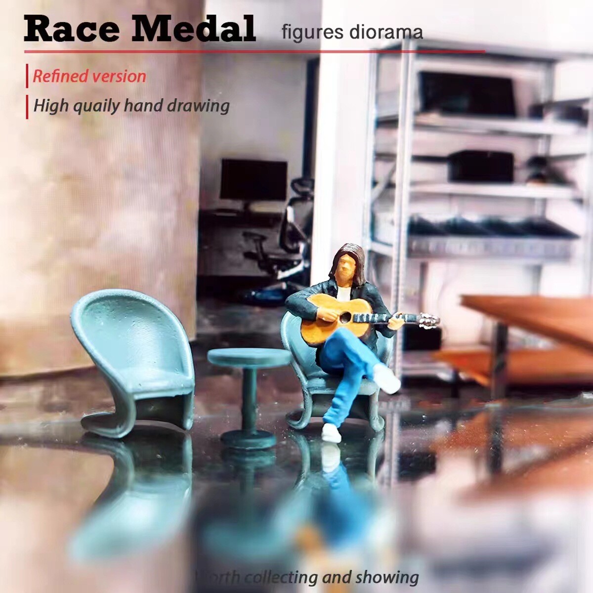 BN 1:64 Painted Resin Diorama Figure of Guitar Man in Club Bar Scene